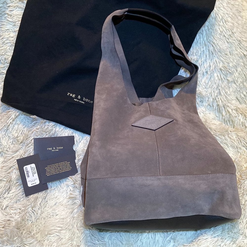 Rag & Bone Camden Shopper Elephant Suede Tote